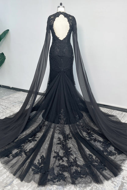 Trumpet-Mermaid Chapel Train Lace Tulle Wedding Dress CW3279