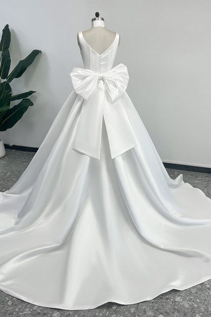 A-Line Court Train Satin Wedding Dress CW3503