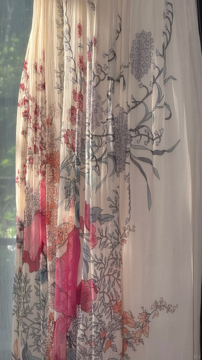 Enchanting V-neck Floral Jacquard Chiffon Prom Dress Evening Dress HZ1024
