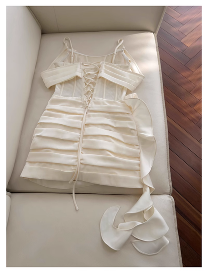 Vintage Beige Spaghetti Strap Design Sheath Party Dresses Homecoming Dresses, HZ1024