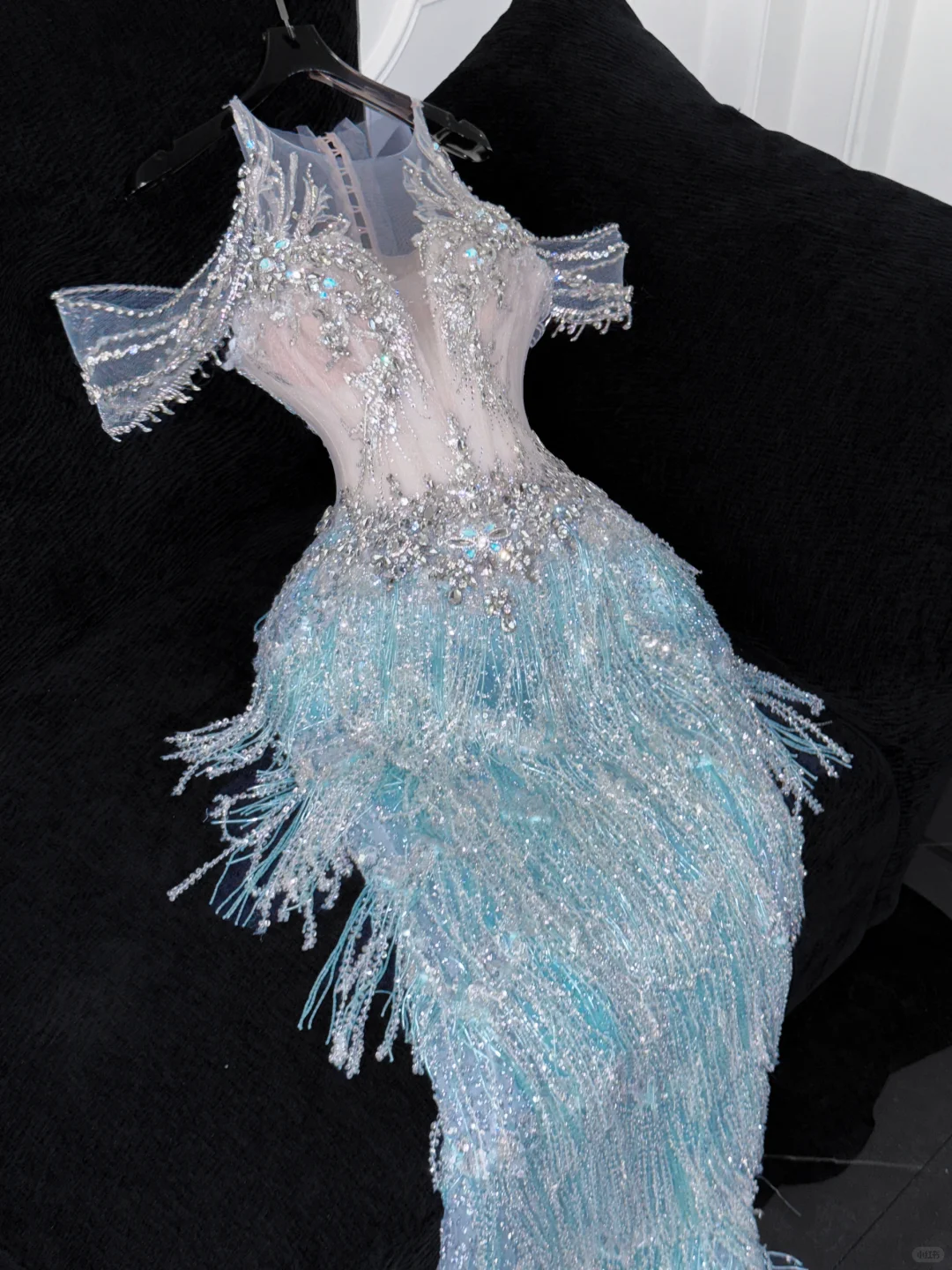 Shiny Light Blue Beaded Sequined Design Mermaid Prom Dress Evening Dress HZ1024