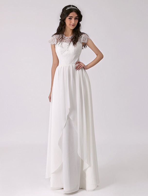 Destination Wedding Dress With Eyelash Lace Bodice