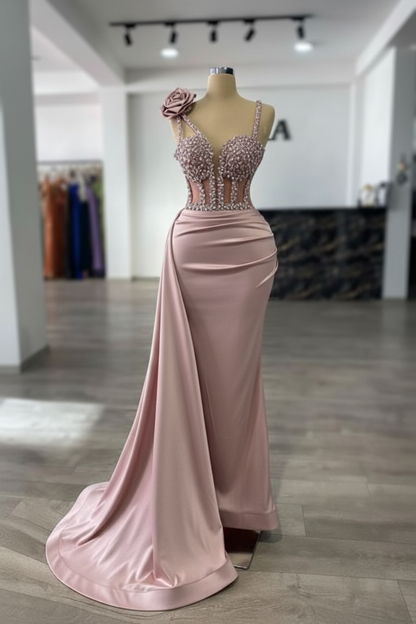Luxury Glitter Rinstones Mermaid Prom Dresses Sleeveless with Sweep Train