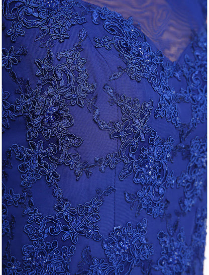 Aimishang  A-Line Mother of the Bride Dress Elegant Jewel Neck Ankle Length Chiffon Lace Sleeveless with Appliques