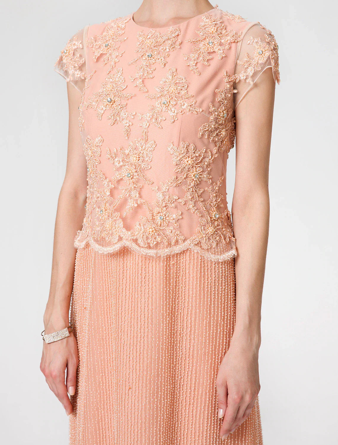 Aimishang  Sheath / Column Mother of the Bride Dress Formal Vintage Inspired Jewel Neck Ankle Length Chiffon Beaded Lace Short Sleeve No with Lace Beading