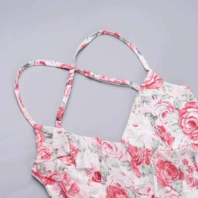 New Simple Fashion Floral Spaghetti Strap Dress HZ1024