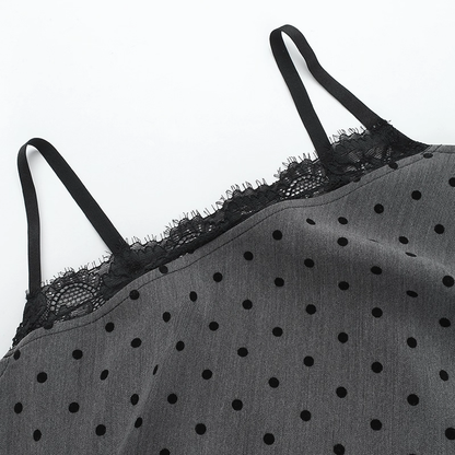 Vintage Gray Dot Pattern Spaghetti Strap Sheath Short Summer Dresses Party Dress Homecoming Dress HZ1024