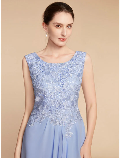 Aimishang  Two Piece Sheath / Column Mother of the Bride Dress Wedding Guest Elegant Petite Scoop Neck Knee Length Chiffon Lace Half Sleeve with Ruching Solid Color