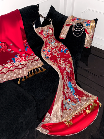 Sparkling Beaded Sequin Mermaid Design Exquisite Embroidery Gorgeous Evening Dress Prom Dresses HZ1024