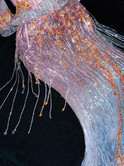 Fashion Sparkling Beaded Sequin Mermaid Elegant Chiffon Evening Dress Prom Dresses HZ1024