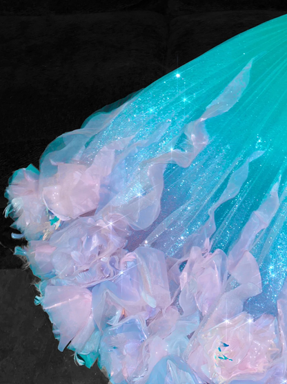 Gorgeous Sparkling Blue-green Sequin A-Line Design Evening Dress Prom Dresses HZ1024