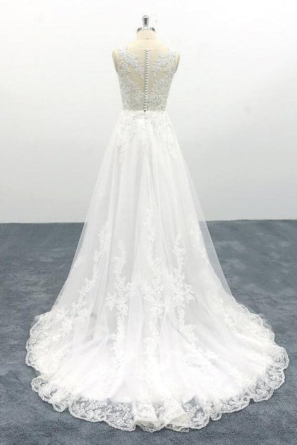 Elegant Appliques Tulle A-line Wedding Dress