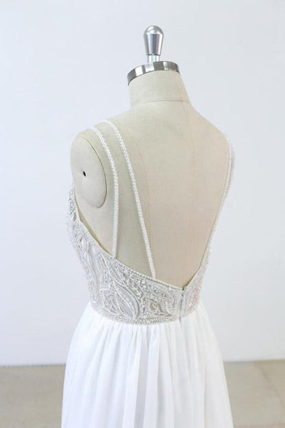 Elegant Beading Chiffon A-line Wedding Dress