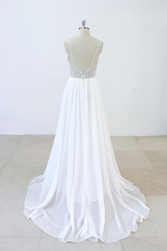 Elegant Beading Chiffon A-line Wedding Dress