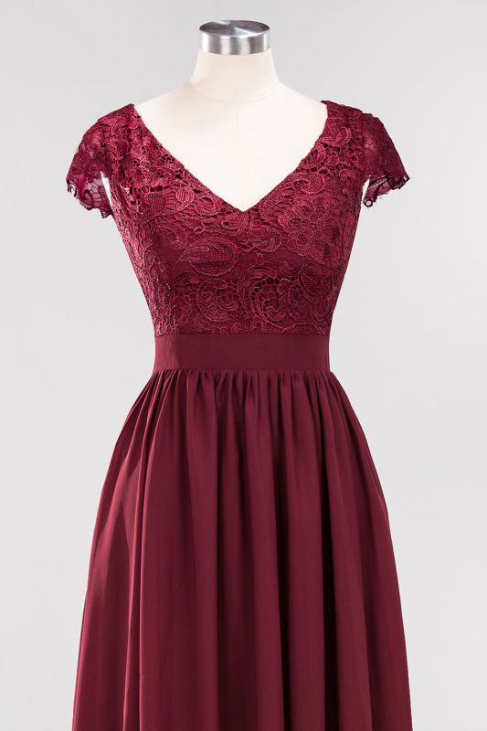 Elegant Lace Open-Back Burgundy Bridesmaid Dresses