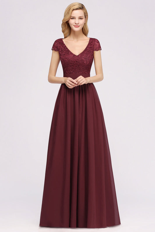 Elegant Lace Open-Back Burgundy Bridesmaid Dresses
