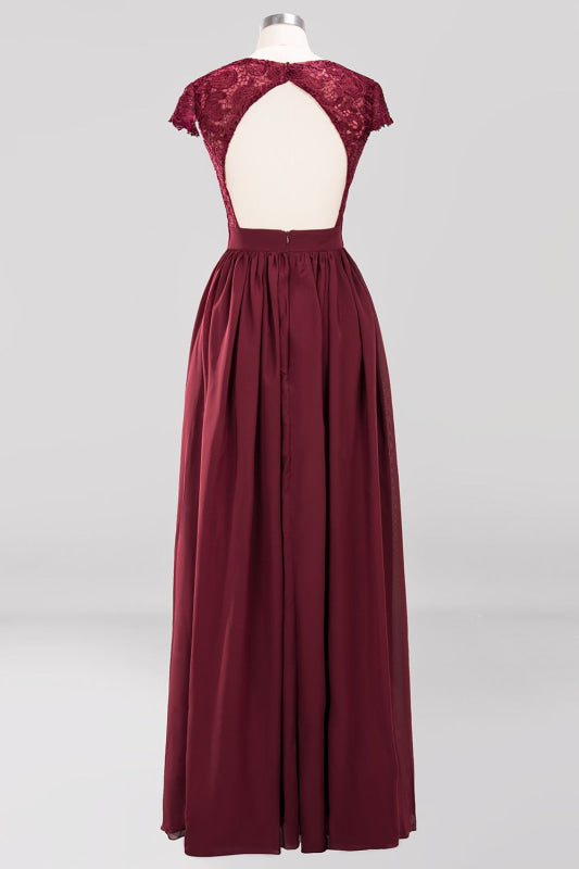 Elegant Lace Open-Back Burgundy Bridesmaid Dresses