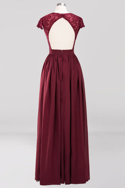 Elegant Lace Open-Back Burgundy Bridesmaid Dresses