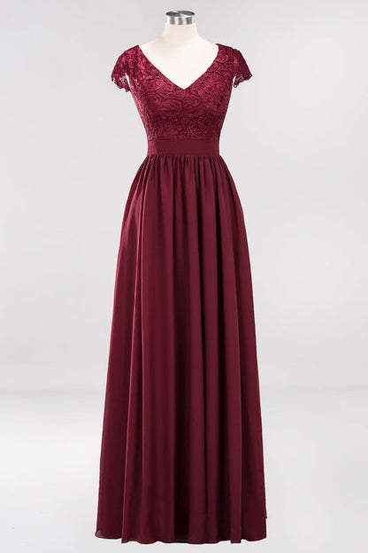 Elegant Lace Open-Back Burgundy Bridesmaid Dresses