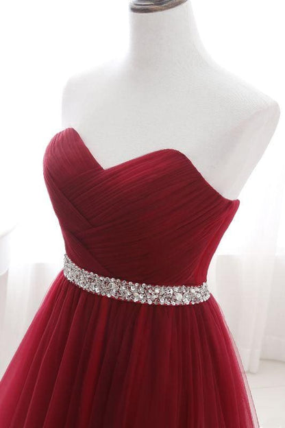 Elegant Strapless Sweetheart Tulle Ball Gown Prom Dress Long