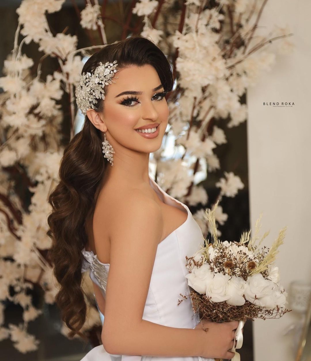 Elegant Long A-Line One Shoulder Satin Wedding Dress with Slit