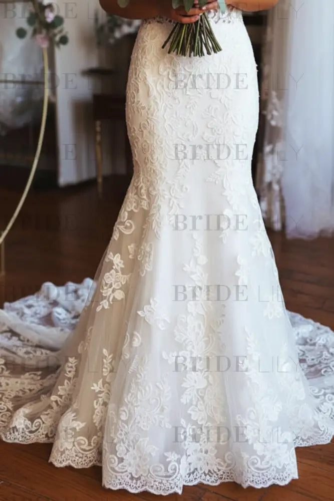 Elegant Off Shoulder Mermaid White Lace Long Wedding Dresses Formal Dresses