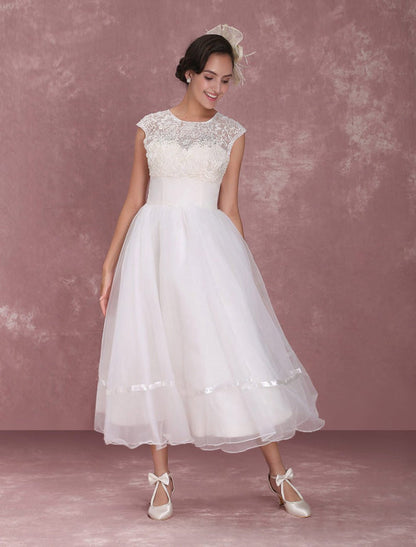 Elegant Round Neck Mini Wedding Dress