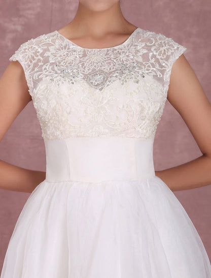 Elegant Round Neck Mini Wedding Dress
