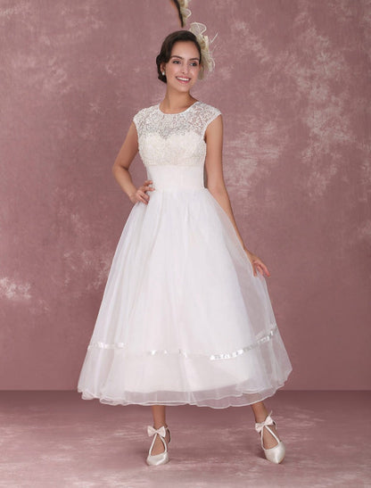 Elegant Round Neck Mini Wedding Dress