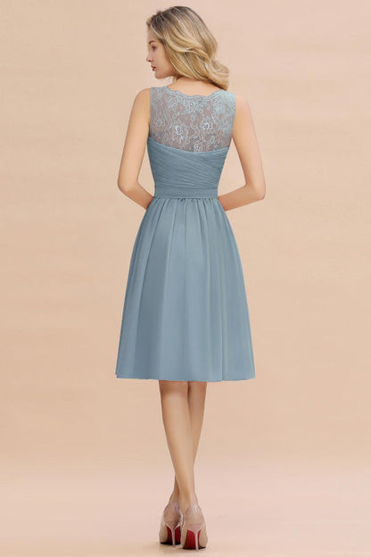 Elegant Ruffle Chiffon Short Bridesmaid Dress Sleeveless V-Neck Aline Knee Length Homecoming Dress