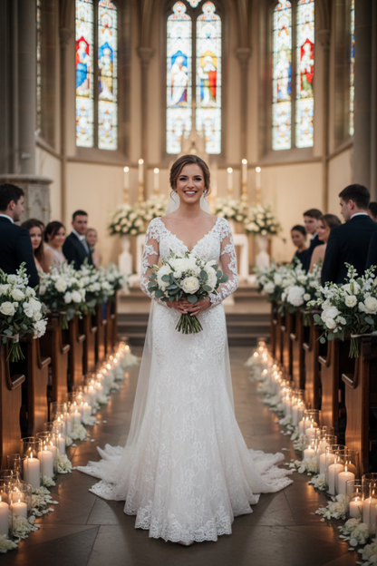 Elegant Sweetheart Mermaid Lace Bridal Gown with Long Sleeves and Tulle