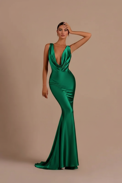 Elegant Champagne Mermaid Prom Dress Long Slimming with Ruffles