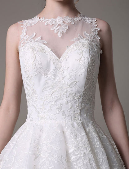 Exclusive Lace High-Low Wedding Gown Aline