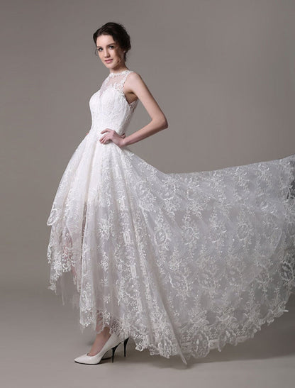 Exclusive Lace High-Low Wedding Gown Aline
