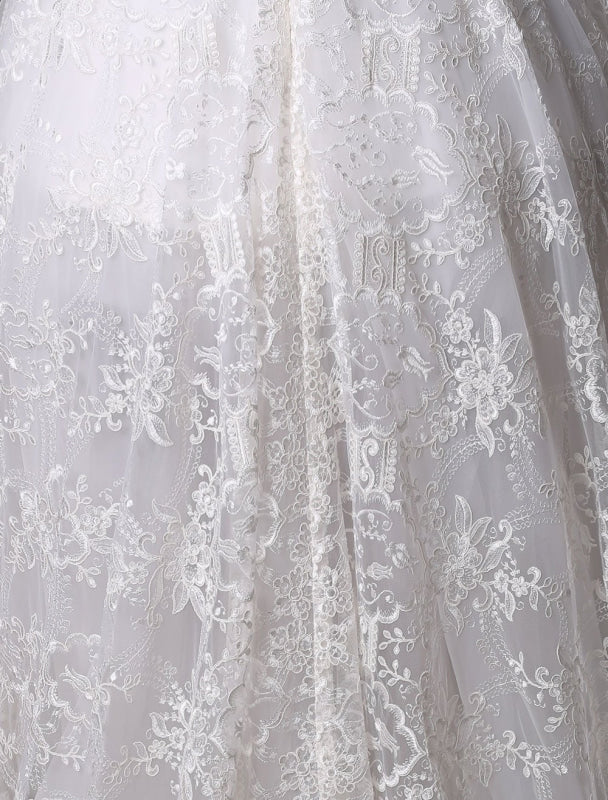 Exclusive Lace High-Low Wedding Gown Aline