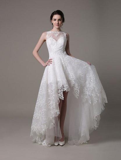 Exclusive Lace High-Low Wedding Gown Aline