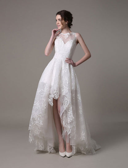 Exclusive Lace High-Low Wedding Gown Aline