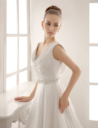 Exclusive Pleated Satin Aline Wedding Dress With Train