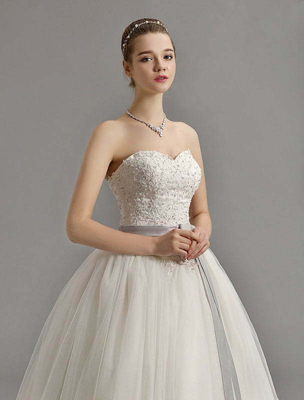 Exclusive Sweetheart Ball Gown Wedding Dress With Colored Sash