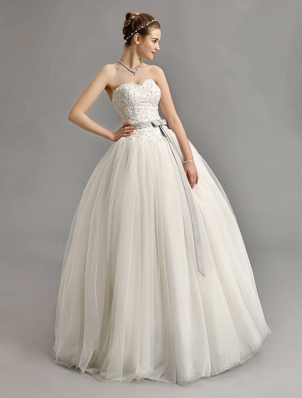 Exclusive Sweetheart Ball Gown Wedding Dress With Colored Sash