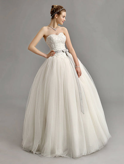 Exclusive Sweetheart Ball Gown Wedding Dress With Colored Sash
