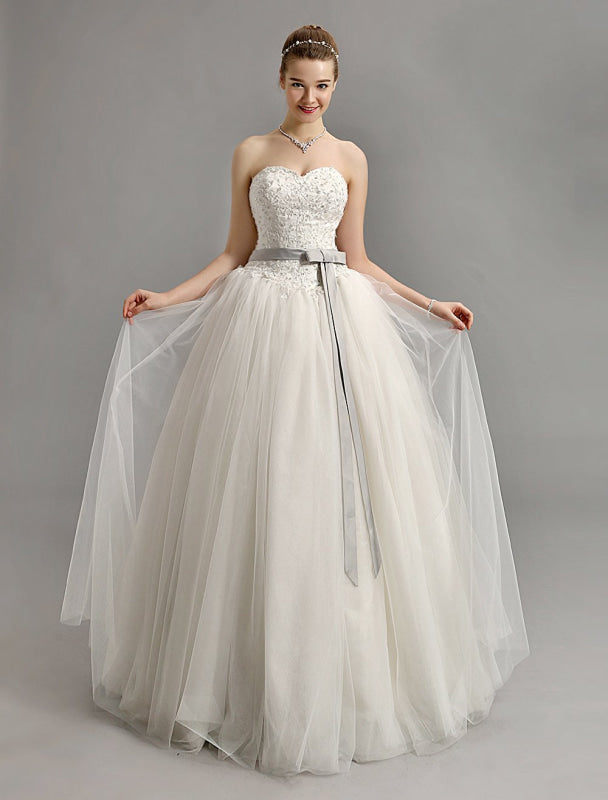 Exclusive Sweetheart Ball Gown Wedding Dress With Colored Sash