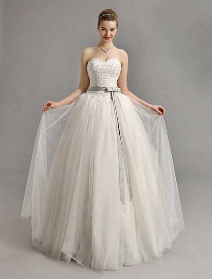 Exclusive Sweetheart Ball Gown Wedding Dress With Colored Sash