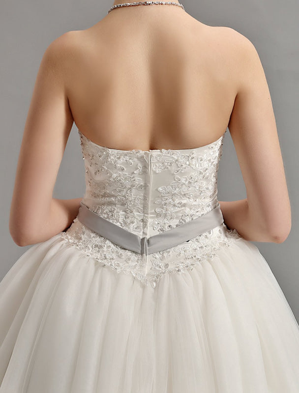 Exclusive Sweetheart Ball Gown Wedding Dress With Colored Sash