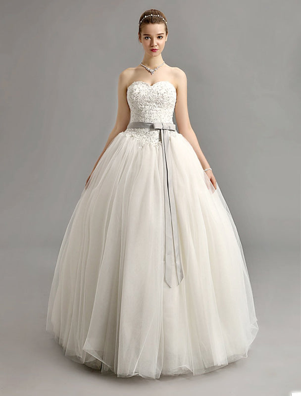 Exclusive Sweetheart Ball Gown Wedding Dress With Colored Sash