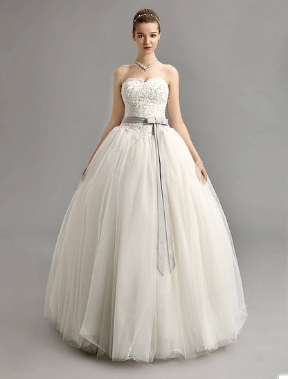 Exclusive Sweetheart Ball Gown Wedding Dress With Colored Sash