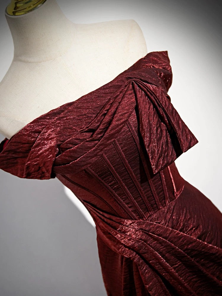 Simple Mermaid Burgundy Long Prom Dress, Burgundy Long Formal Dress