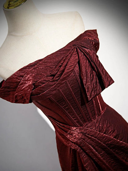 Simple Mermaid Burgundy Long Prom Dress, Burgundy Long Formal Dress
