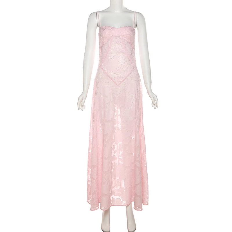 Vintage Pink Applique Spaghetti Strap Design A-line Party Dress HZ1024