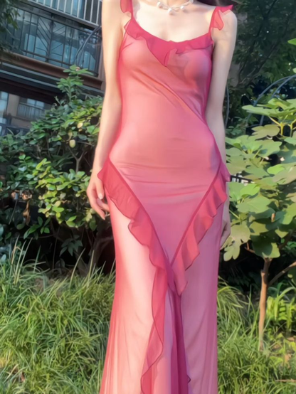 Chic Spaghetti Straps Chiffon Evening Dress Prom Party Dress cc1759